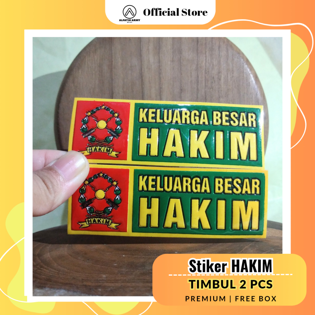 ALFATIH ARMY 2PCS Stiker Plat Motor HAKIM Keluarga Besar Timbul Glossy Waterproof Permanen
