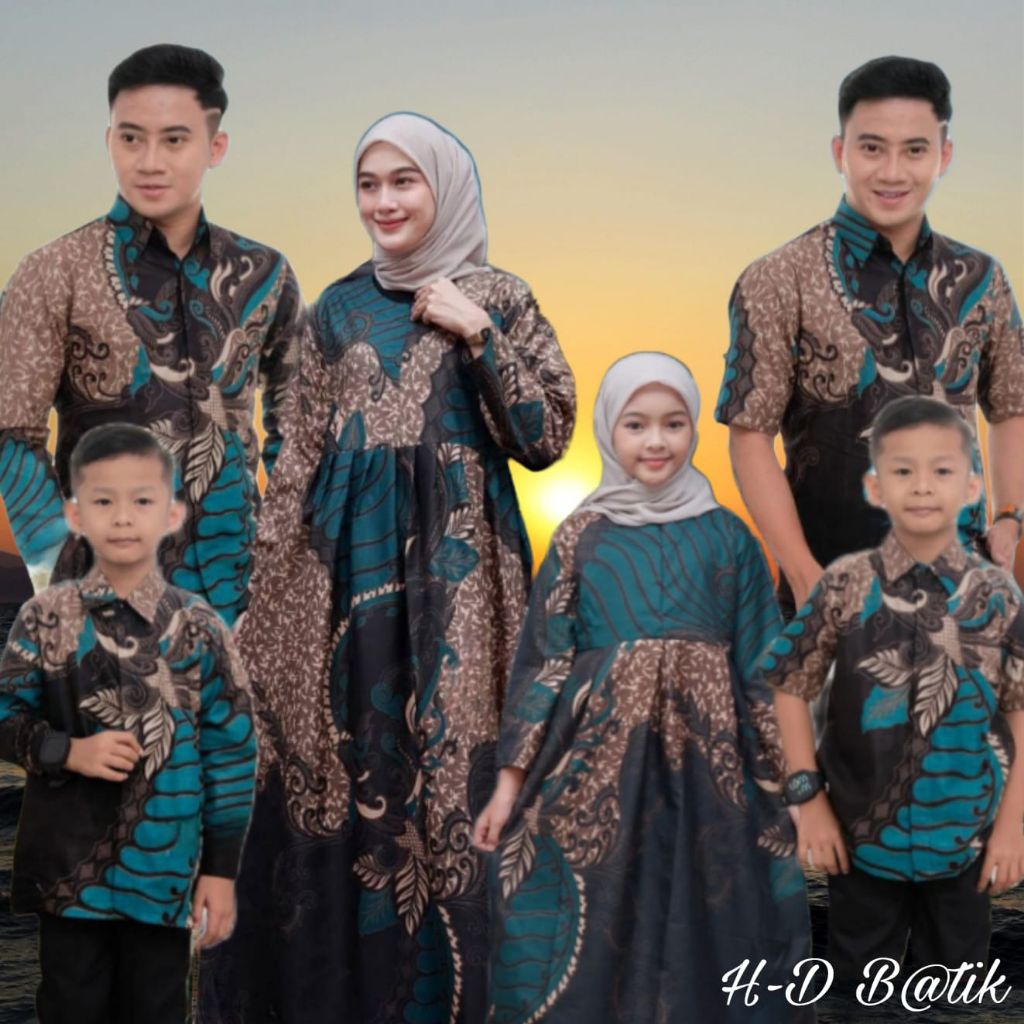 Baju Batik Couple Sarimbit Seragam keluarga Motif Sangkuriang hijau