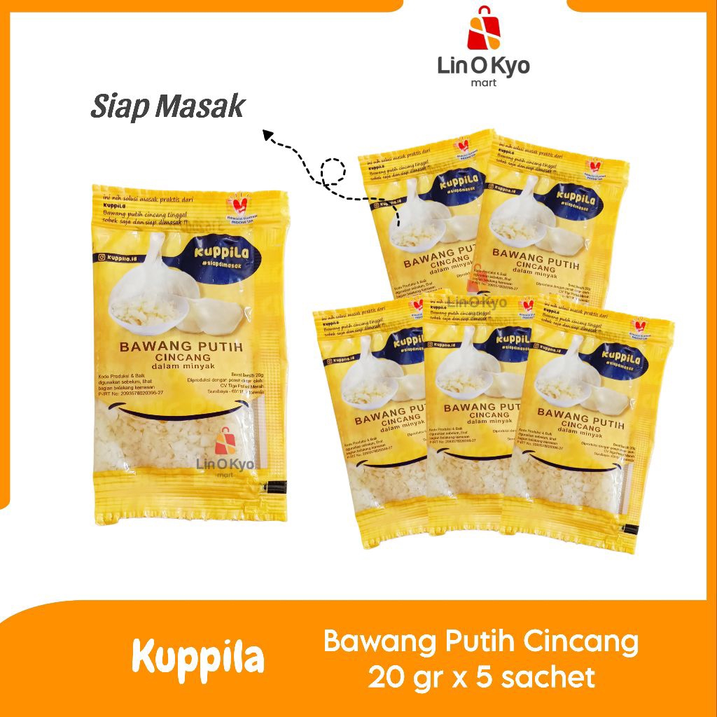

KUPPILA Bawang Putih Cincang 5 sachet x 20 gram