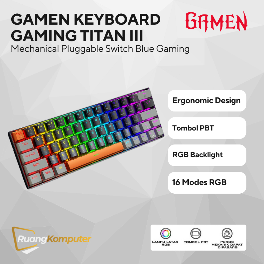 GAMEN TITAN III KEYBOARD GAMING MECHANICAL SWITCH RGB LIGHTNING GAMEN TITAN 3