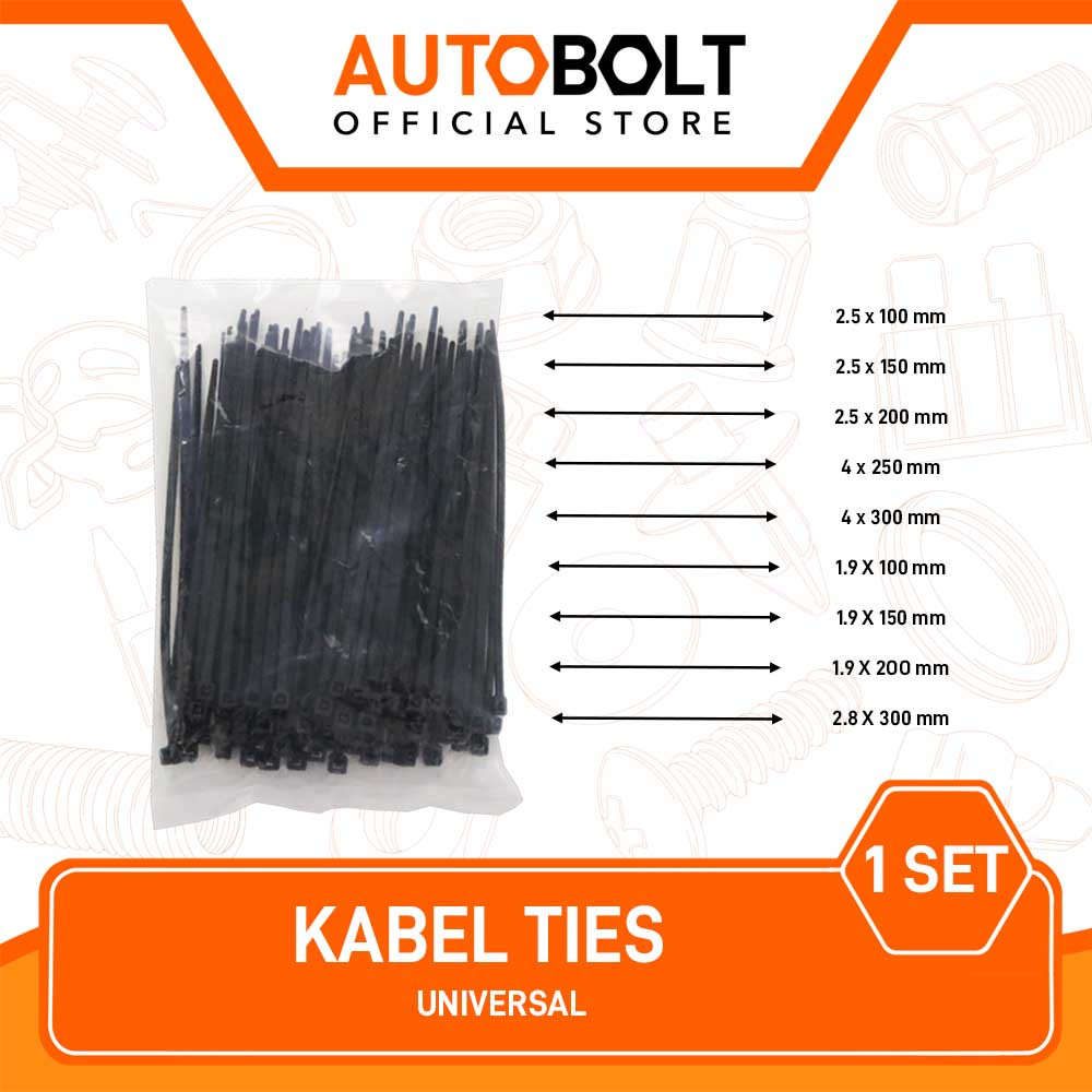 

Kabel Ties Diameter 1.9 / 2.5 / 4 / 2.8 mm Panjang 100 150 200 250 300 mm Cabel Cable Pengikat Nylon Nilon Tie Tis Hitam Putih 10 15 20 25 30 Cm Set 100 Pcs Biji