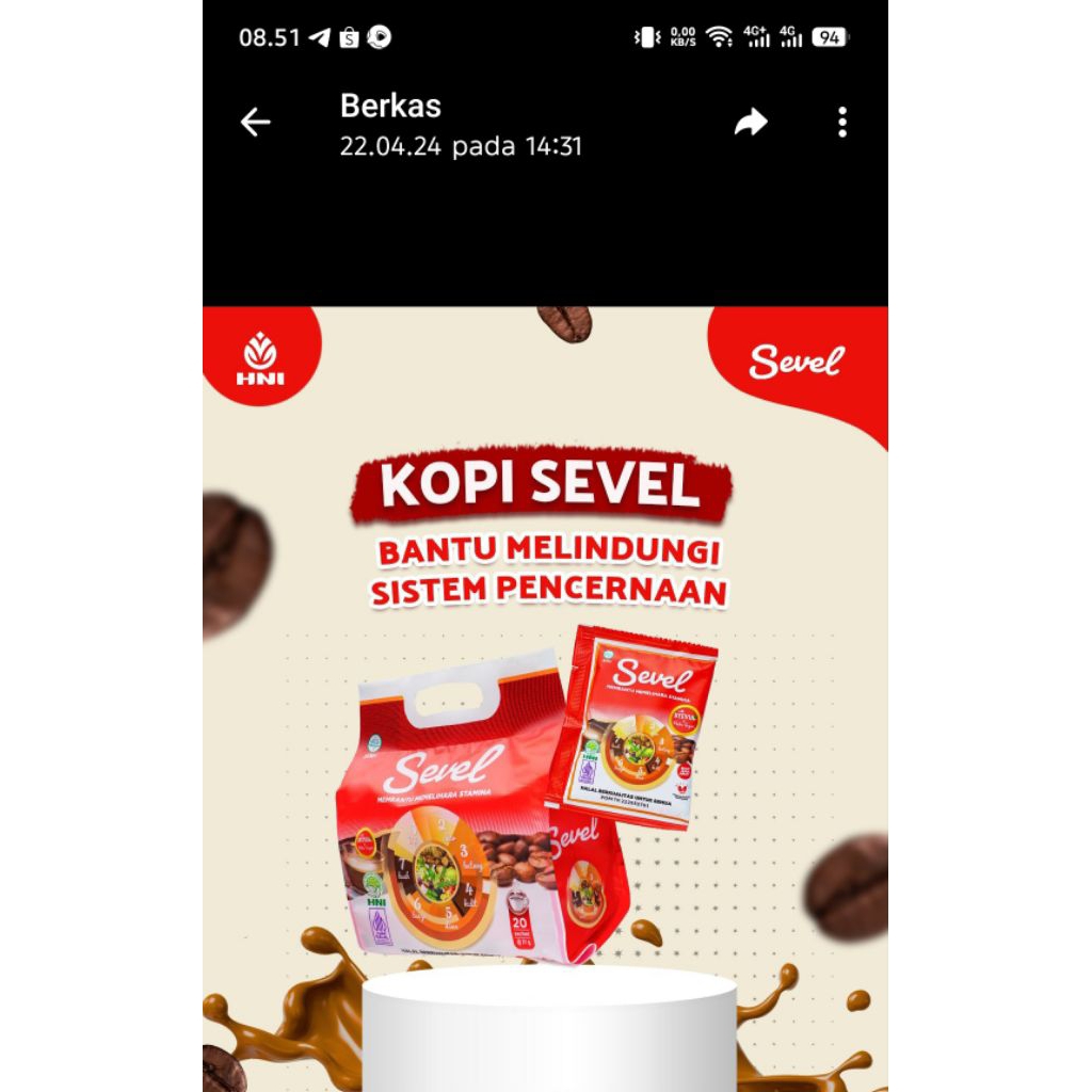

kopi sevel HNI HPAI isi 20 sachet harga terjangkau kualitas premium