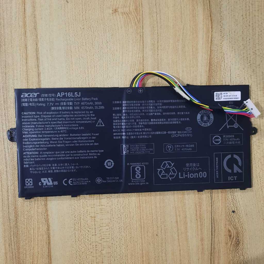 Baterai Acer Spin 1 SP111-33 Kode AP16L5J Normal Tested Seken Original [ batre batrai battery second