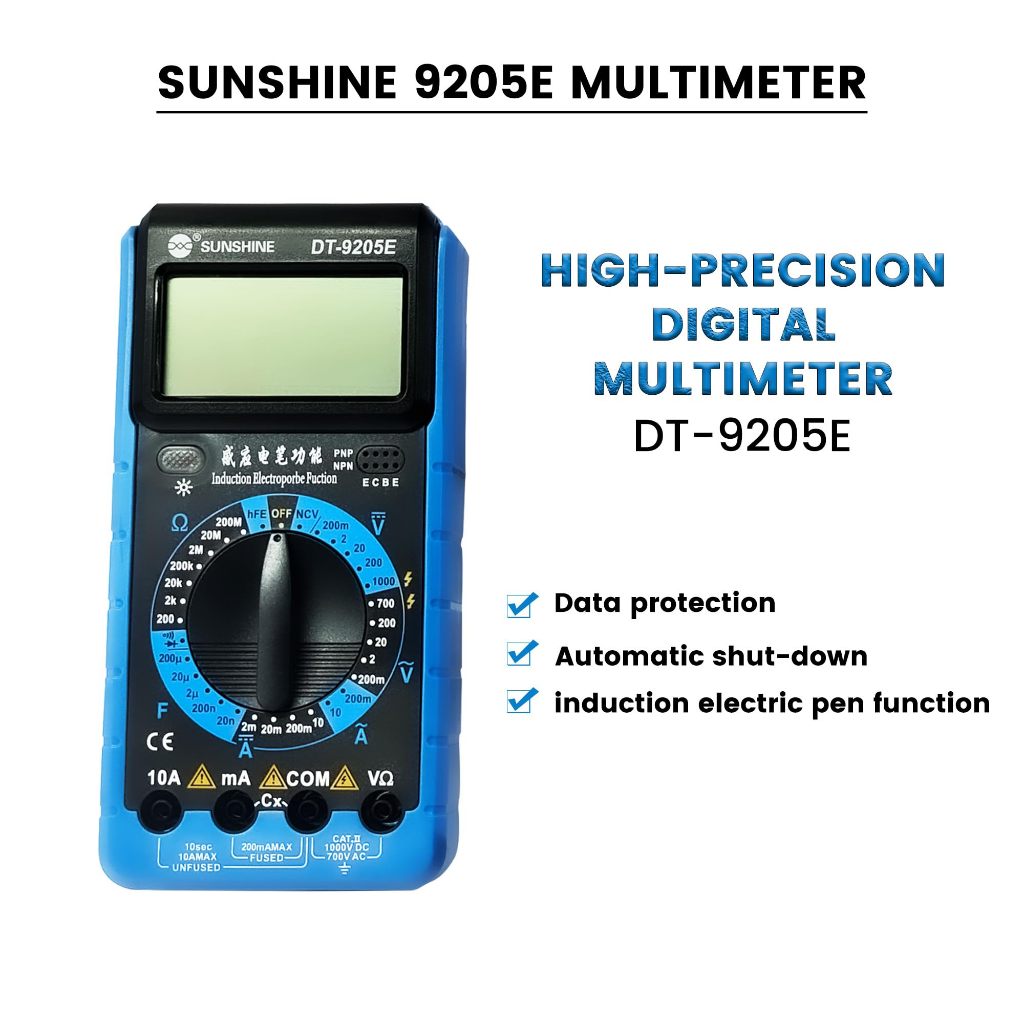 MULTITESTER DIGITAL SUNSHINE DT-9205E / AVOMETER DIGITAL SUNSHINE DT-9205E