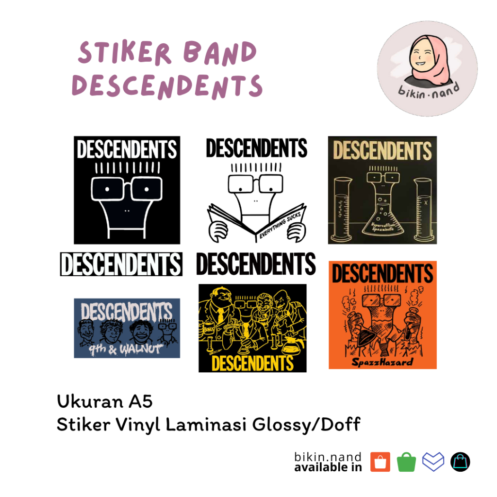 

STICKER PACK BAND Descendents (HIGH QUALITY) MURAH 8 pcs