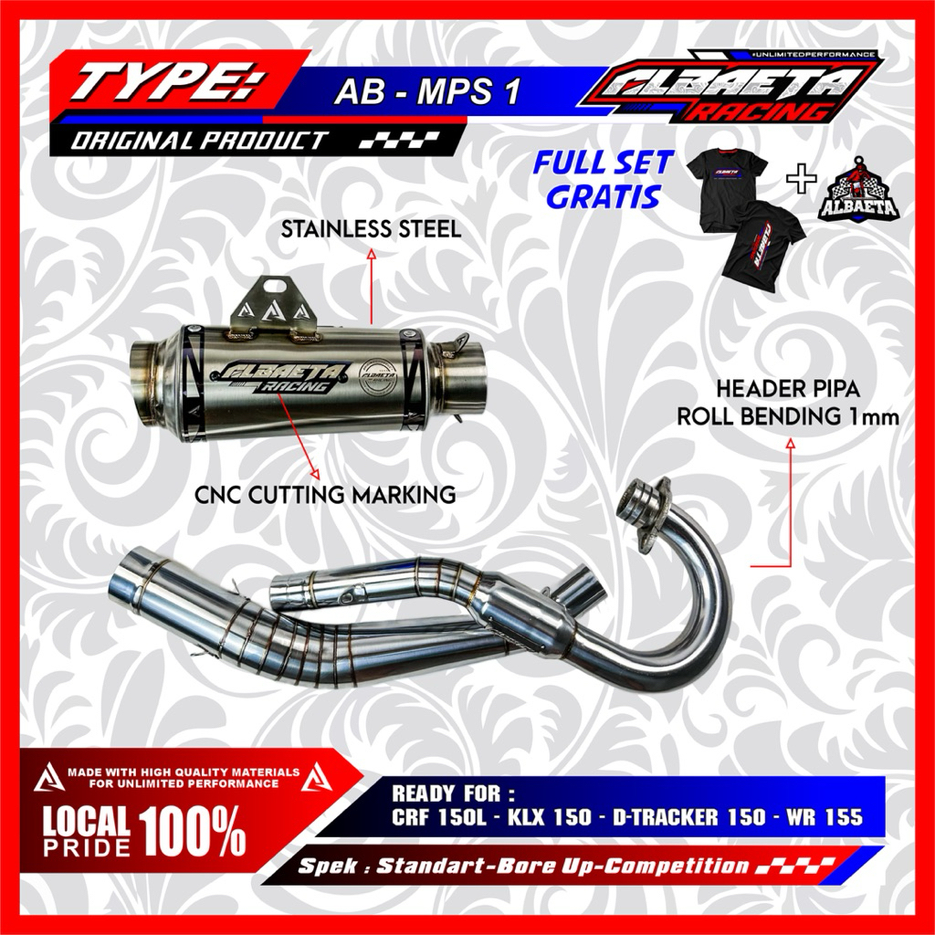 KNALPOT ALBAETA RACING STAINLESS SERIES TYPE AB - MPS 1 UNGU || KNALPOT CRF KNALPOT KLX KNALPOT DTRA