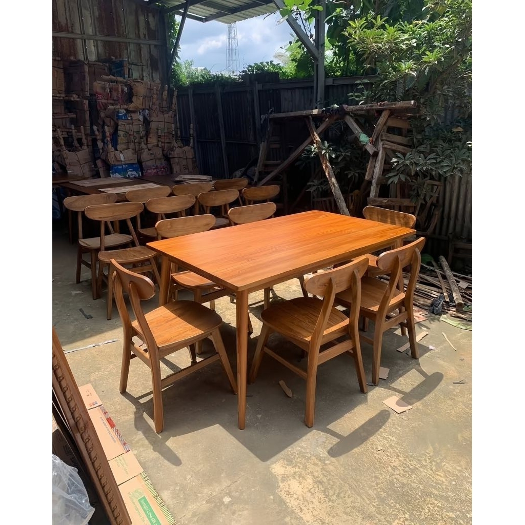 Set Meja Makan Ropan + 6 Kursi Kayu Jati