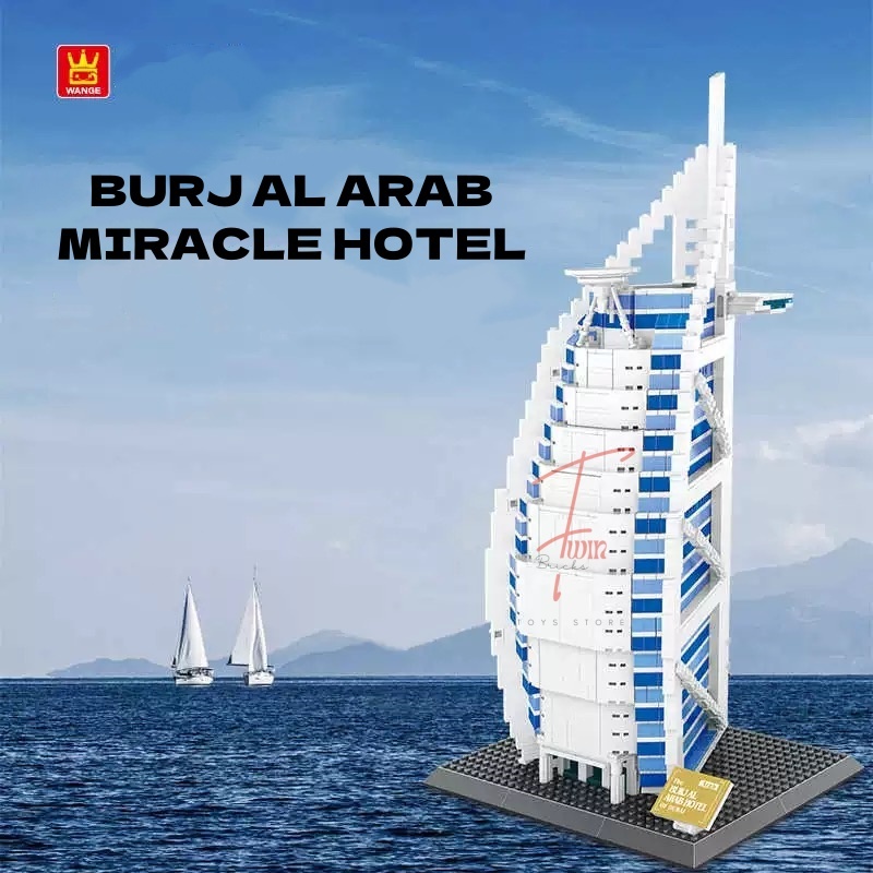WANGE Brick Burj Al Arab Hotel Dubai Mainan Block Architecture Building Model Toy Set