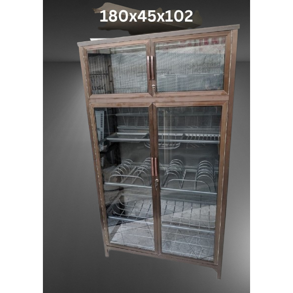 RAK PIRING/LEMARI PIRING 2 PINTU ALUMUNIUM COKLAT BESAR