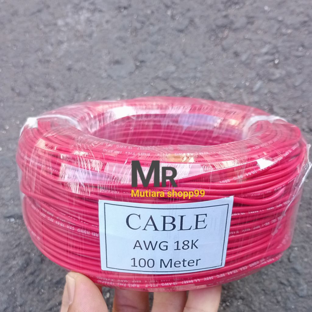KABEL AWG 18 BODY KECIL 100 METER SERABUT TEMBAGA PUTIH.