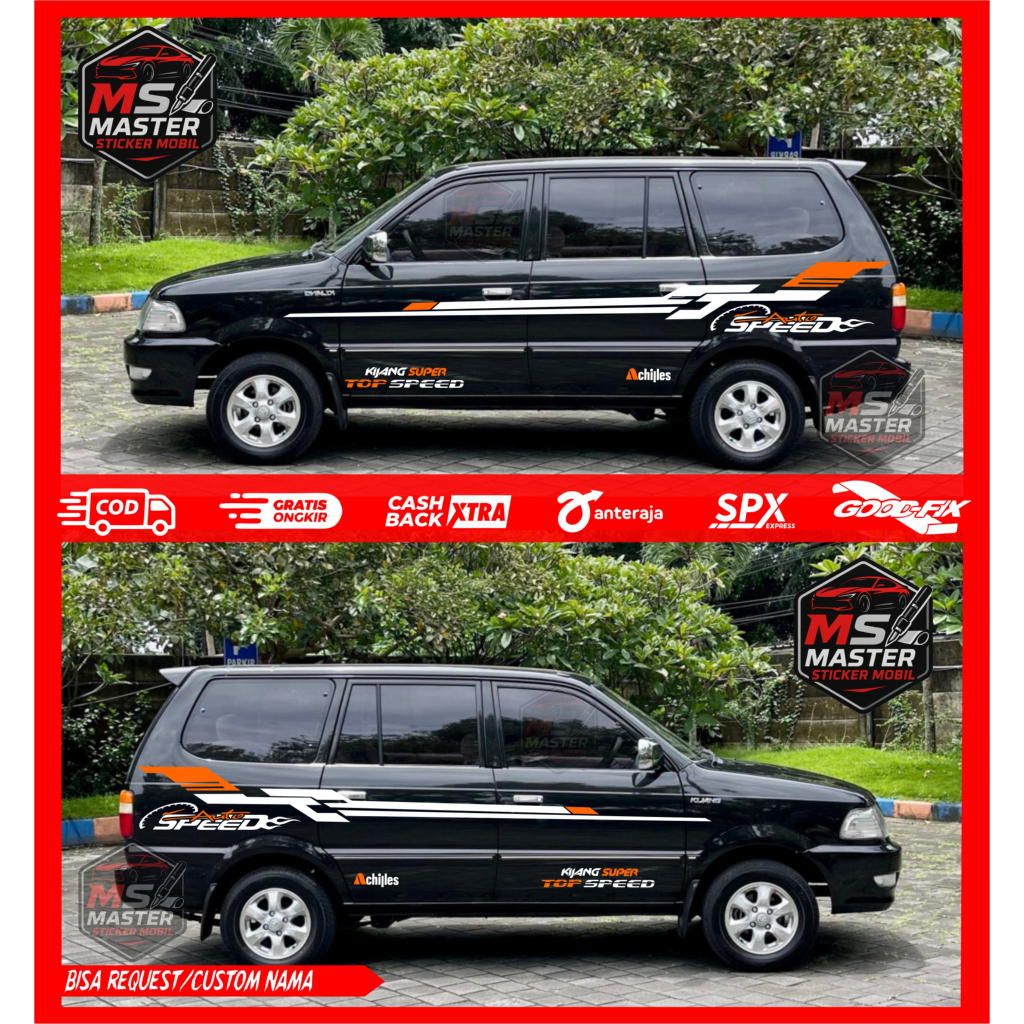 Stiker mobil toyota kijang stiker mobil kijang krista kapsul cutting stiker body samping mobil kijan