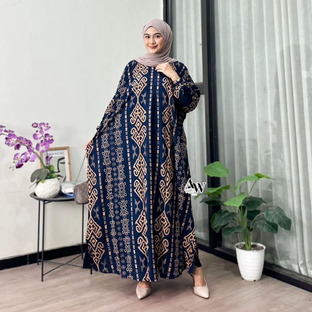 Mahesa Kaftan Rayon Premium Ld 170 by Nisaa Kaftan Etnik Asmat Jumbo Daster Kaftan Kekinian Busui