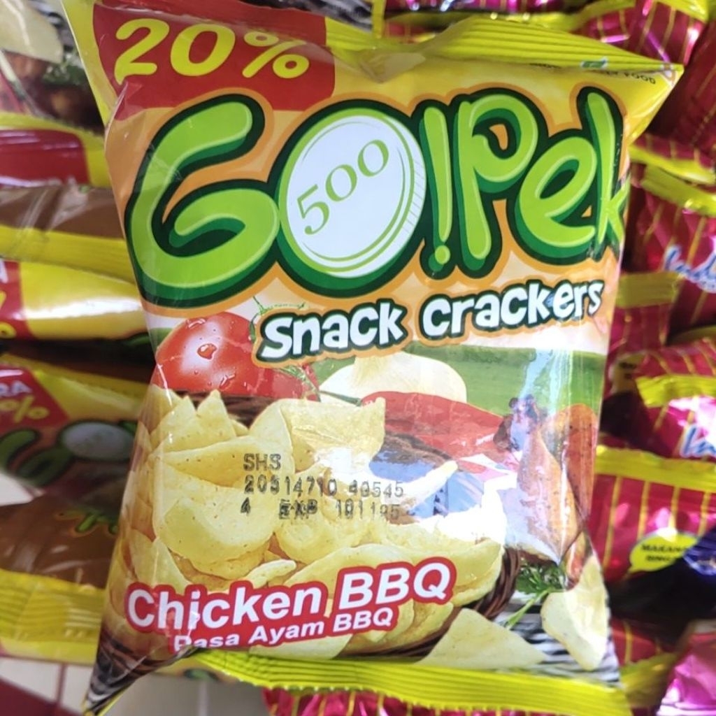 

gopek snack crackers chicken BBQ 1 pack isi 10