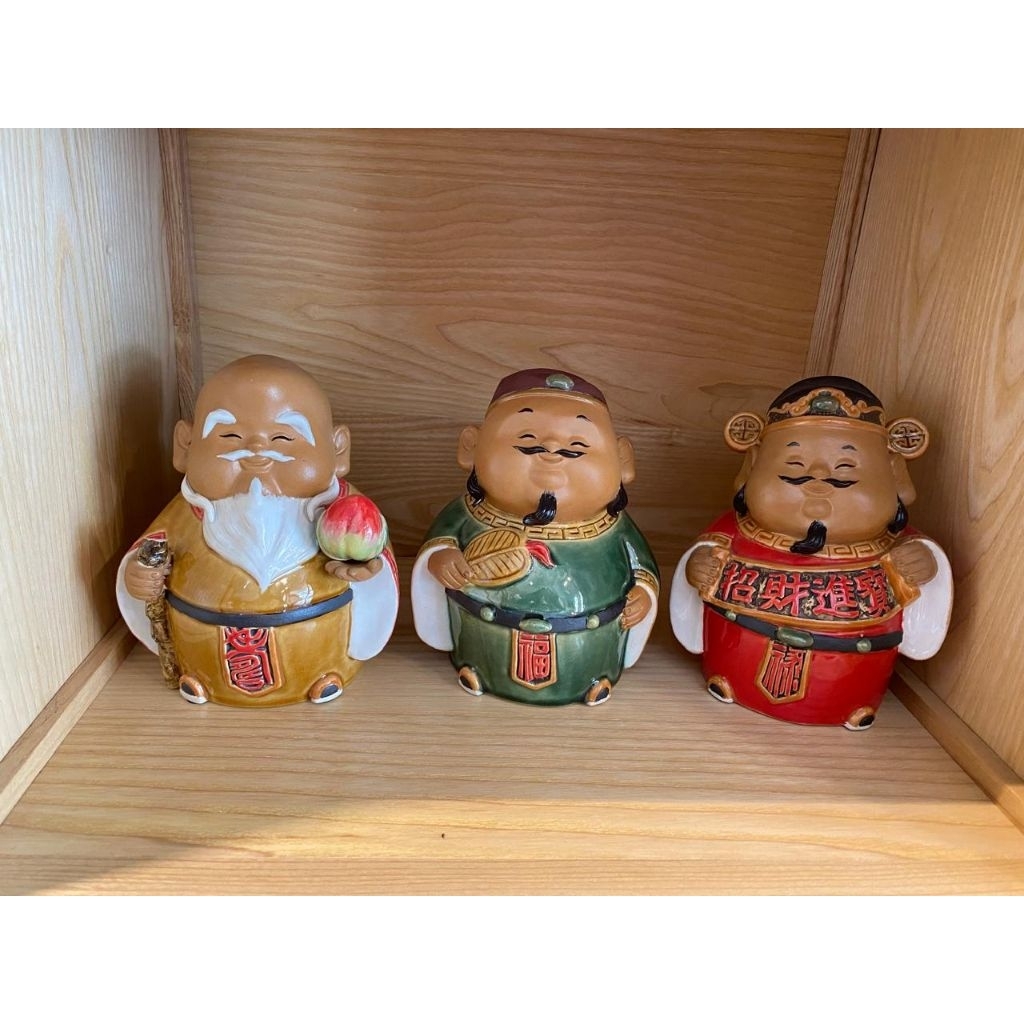 patung porcelain dewa Fu Lu Shou antique