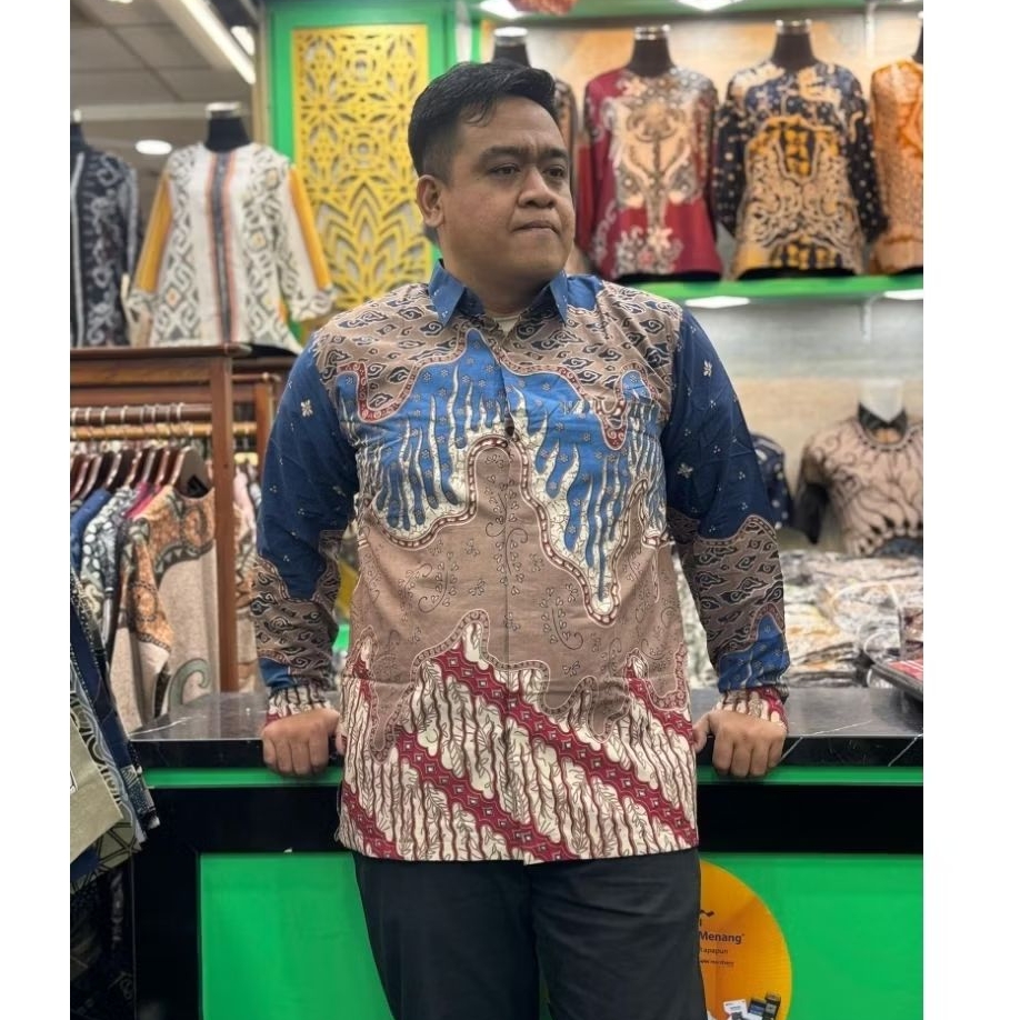 kemeja batik paarang Mega mendung lapis furing bunga matahari