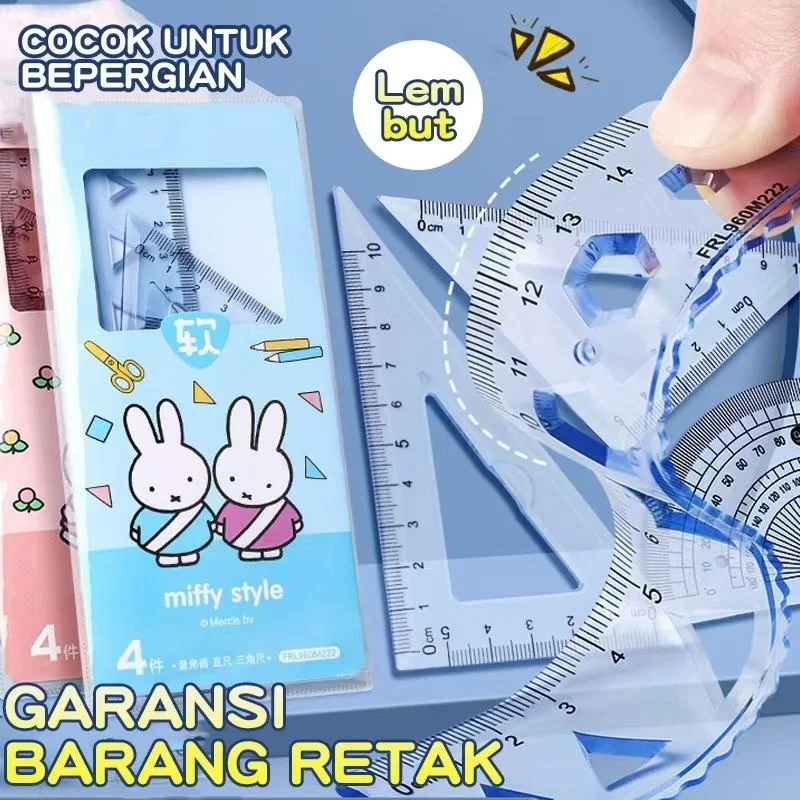 

Penggaris set lengkap Lucu 1 Set 4 Pcs 20cm Premium Ruler Dapat Ditekuk Tanpa Patah