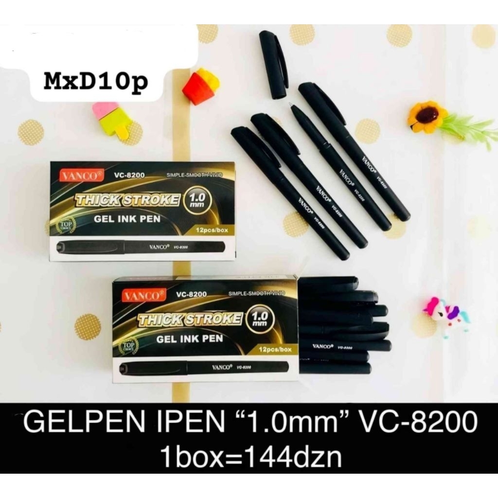 

SELUSIN (12 PCS) Pulpen Gel Vanco VC-8200 1.0 mm Gel Pen Vanco VC-1055 0.5mm