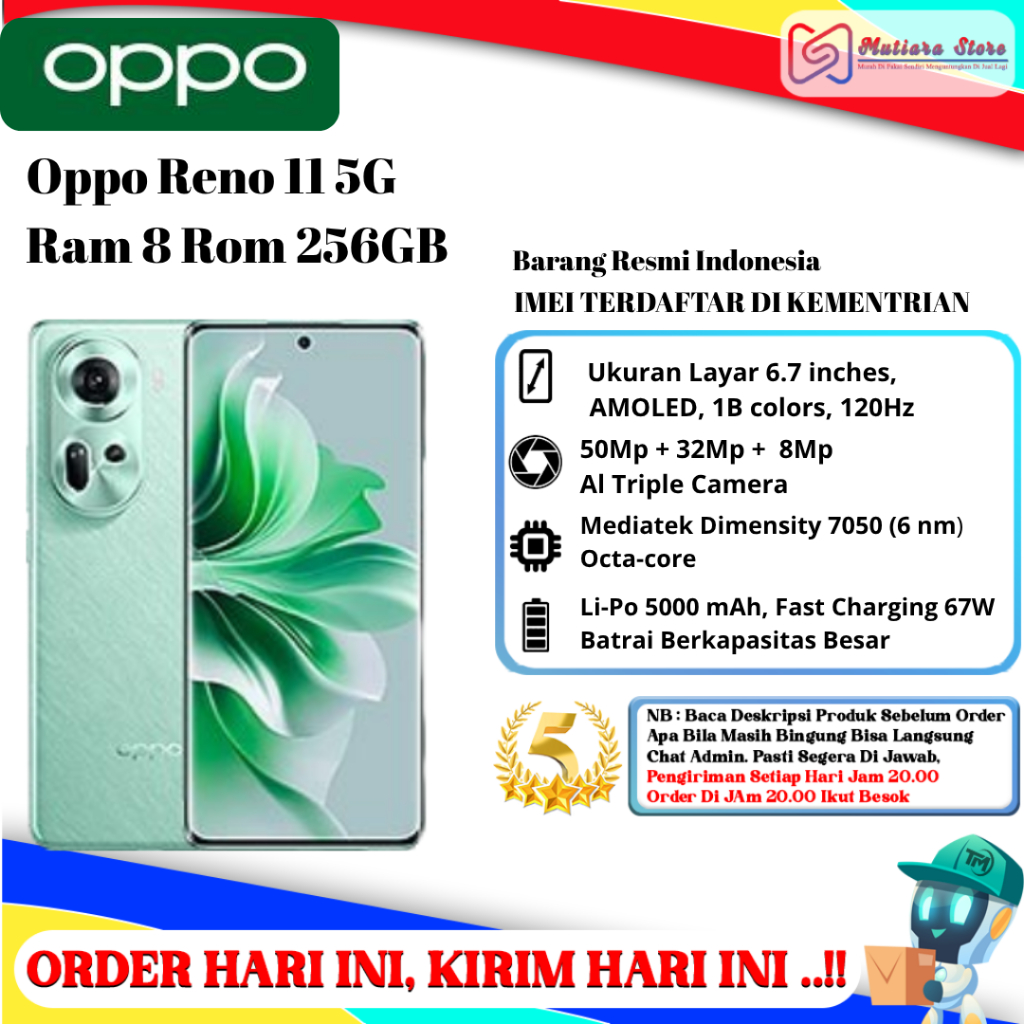0 P P 0 Reno 11 5G | Reno 11F 5G Ram 8 Rom 256GB Segel Original & Bergaransi Resmi