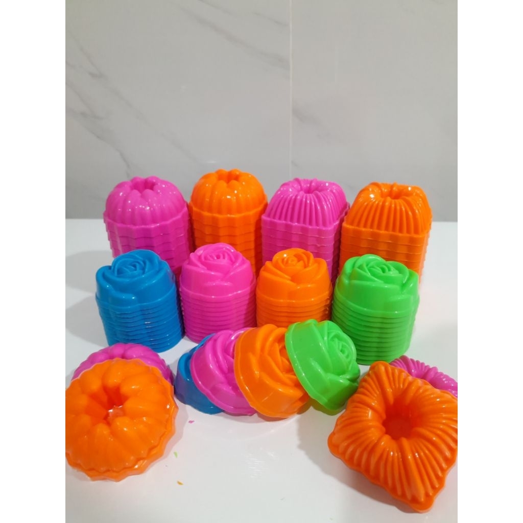 ( 12pcs ) Cetakan Kue Talam Ulir Putu Ayu Plastik Cetakan Agar Cetakan Wajik Cetakan Mawar Besar  Be