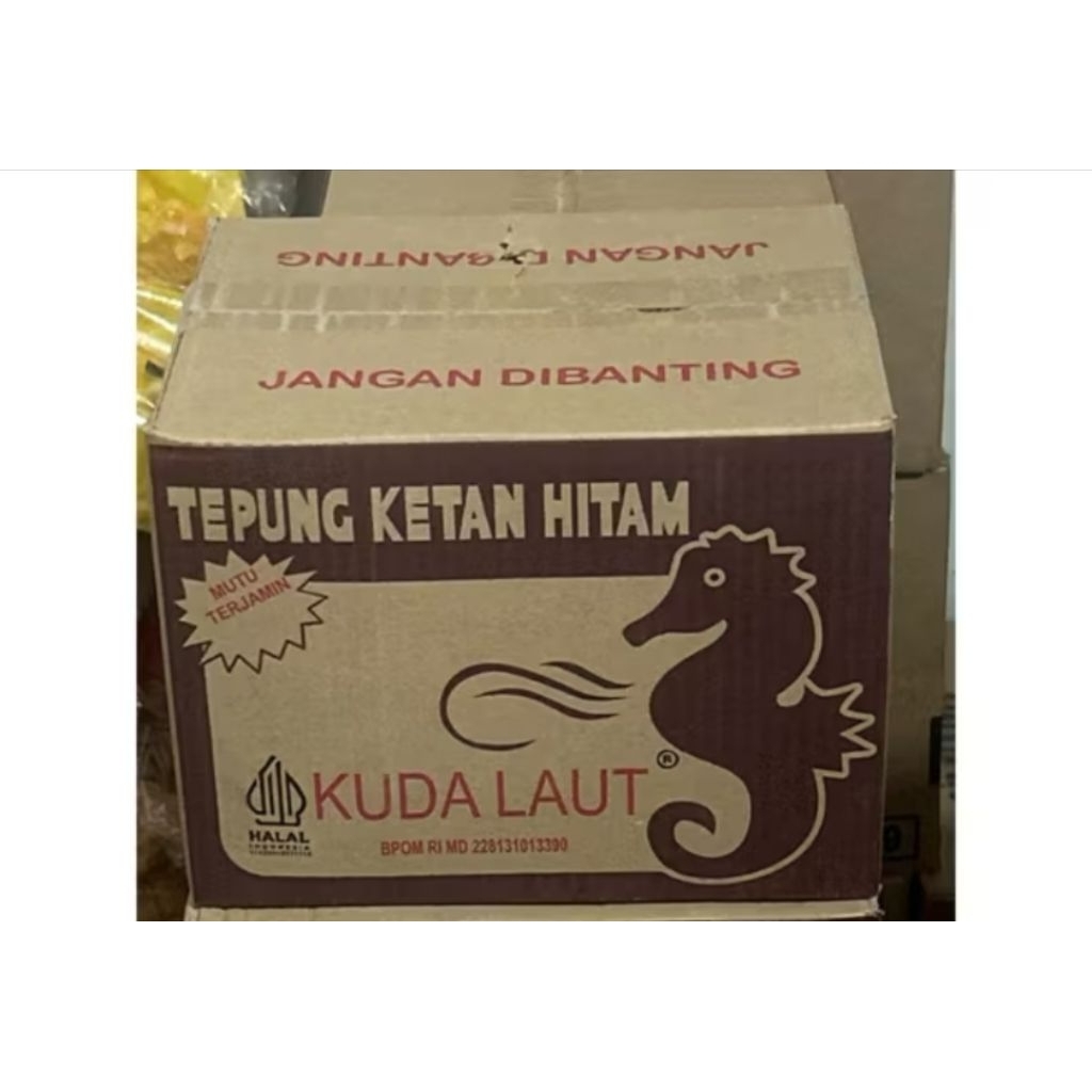

Tepung Ketan Hotam cap Kuda Laut 1 dus isi 20 pcs. @250gram