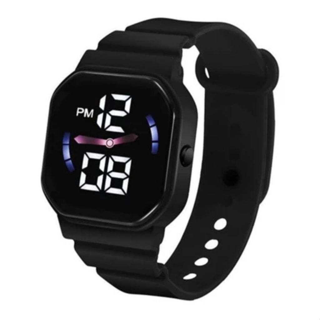 jam tangan cewek digital led hitam anti air