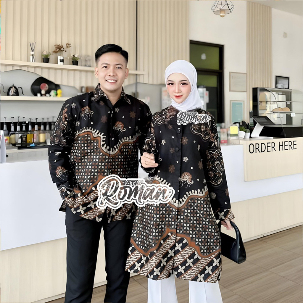 Big Promo Cuci Gudang Batik Tunik Couple Modern Set Pakaian Couple Kemeja Batik Pria Baju Batik