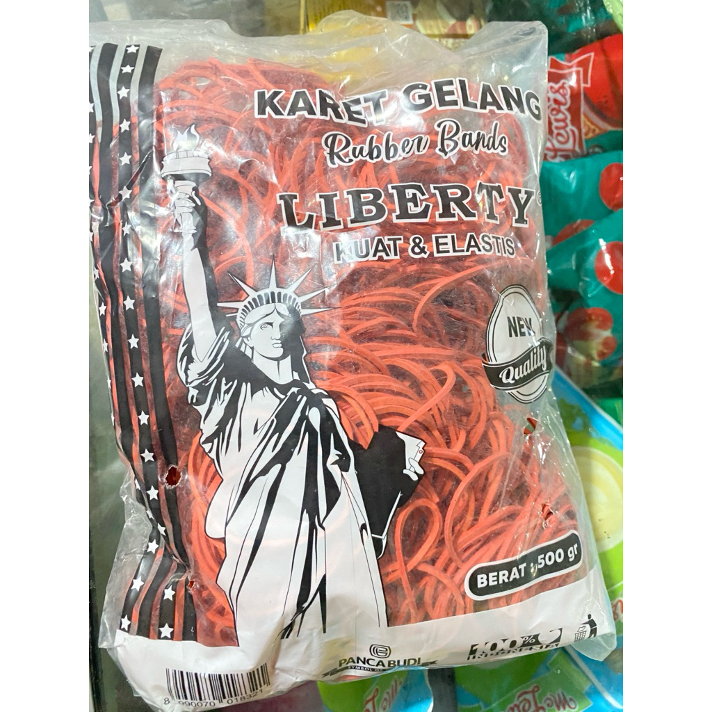 

karet gelang warna merah merk liberty 500gram KUAT