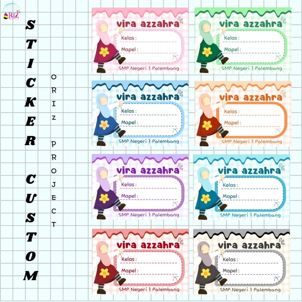 

[ISI 18] STICKER NAMA CUSTOM - STIKER LABEL ANAK SEKOLAH MUSLIMAH SERIES