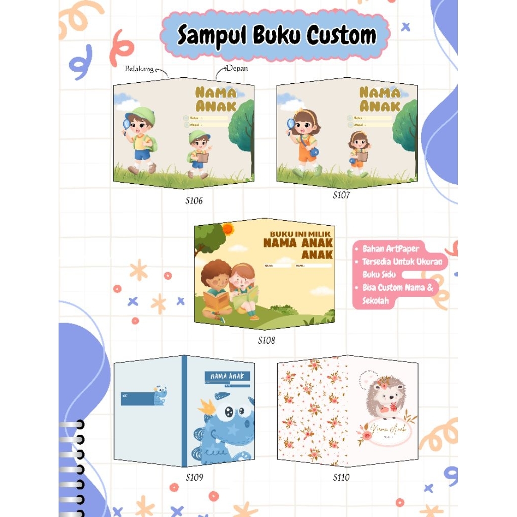 

Sampul Nama Custom 10 Lembar / Sampul Buku Free Nama Anak dan Nama Sekolah