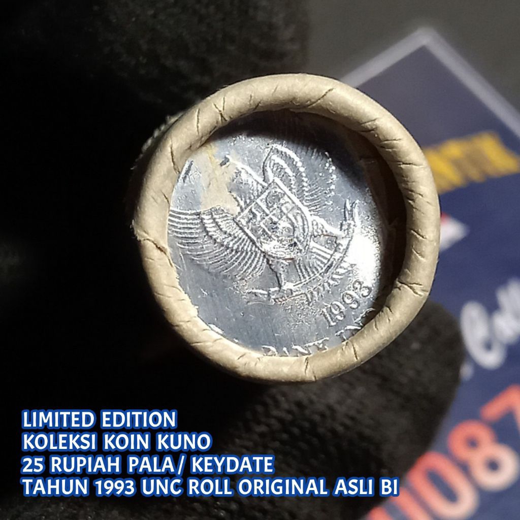 UKI093Coin 25 Rupiah PALA Thn 1993 Langka/Keydate Unc Original Roll Asli-BI Limited Edition
