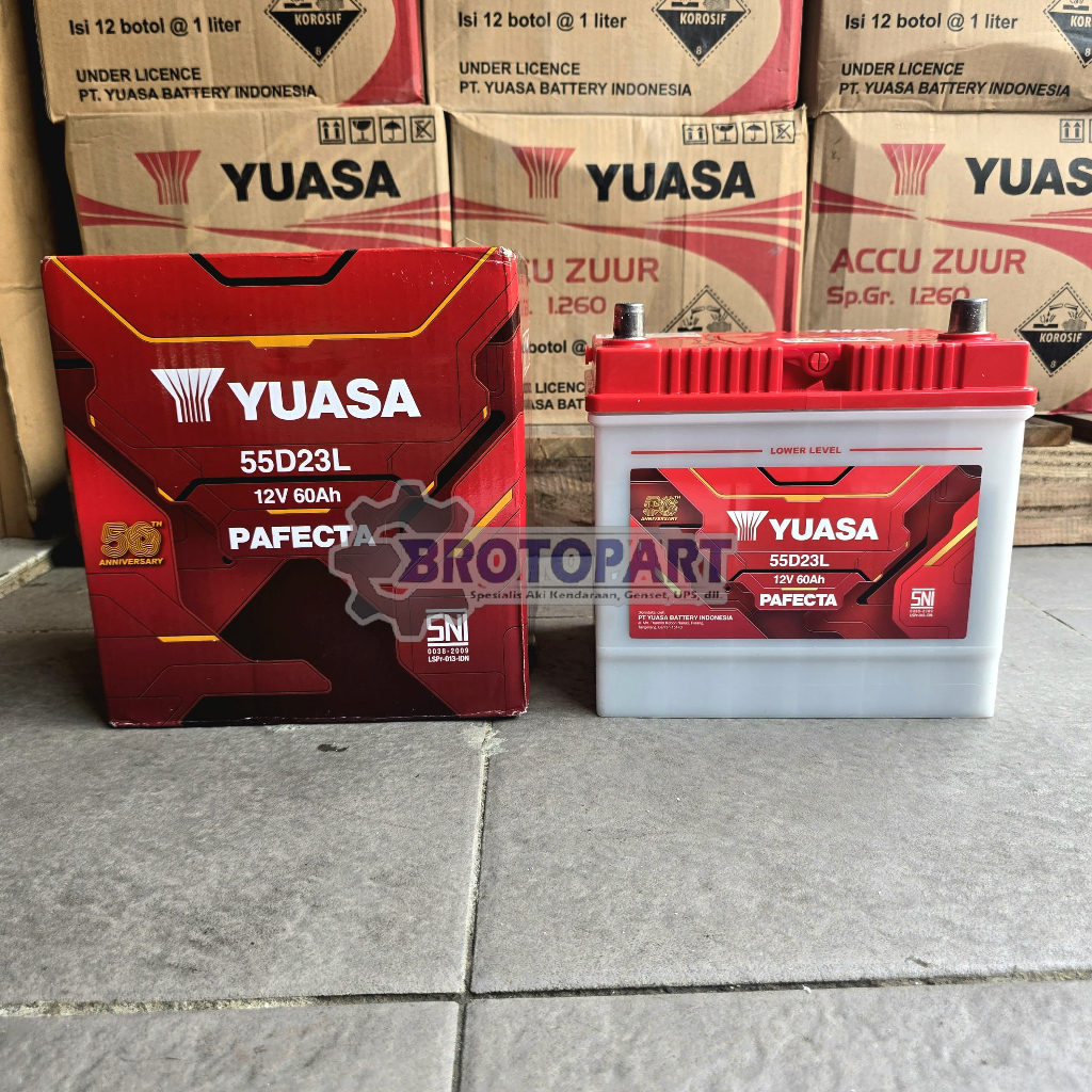 AKI MOBIL YUASA 55D23L AKI BASAH 12VOLT 60Ah ORIGINAL YUASA