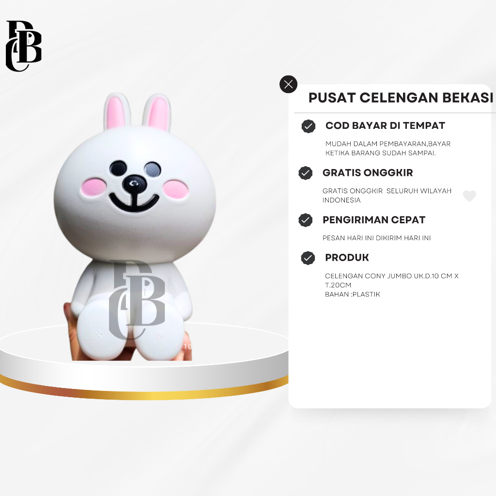 Celengan Lucu Aesthetic Jumbo Plastik Bentuk Cony Celengan Karakter Coni Celengan Plastik Karakter