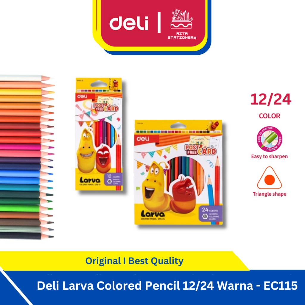 

Deli Larva Color Pencil / Pensil Warna 12 / 24 Warna Hasil Tebal - EC115
