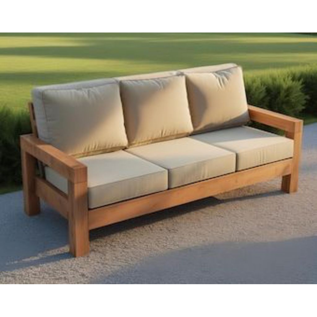 sofa outdoor 3 seater kayu jati
