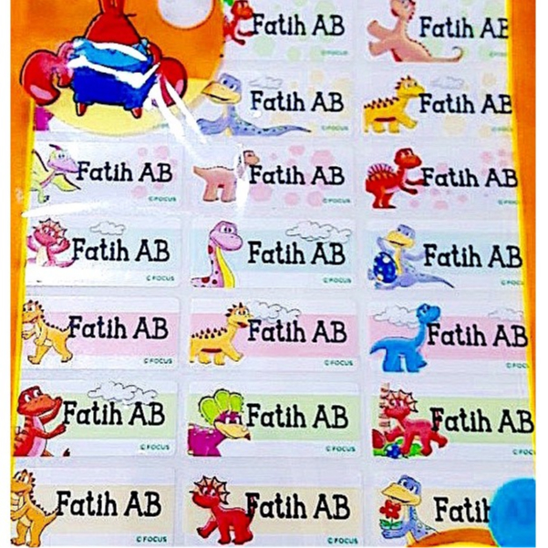 

Label Nama Anti Air Sticker Waterproof Premium Dino