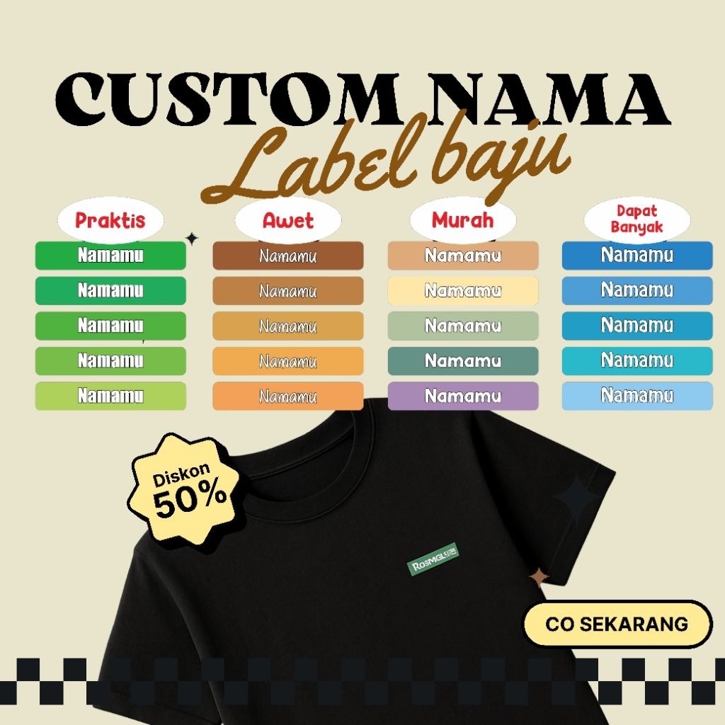 

sticker kain nama custom warn, baju stiker sablon baju custom sablon nama baju