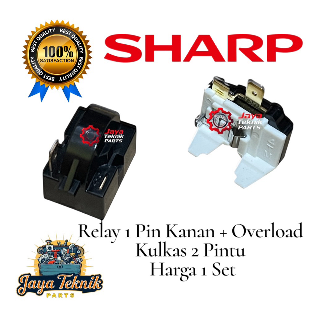 Set Relay 1 Pin Kanan + Ptc Overload Kulkas Sharp 2 Pintu / Relay Kulkas Sharp