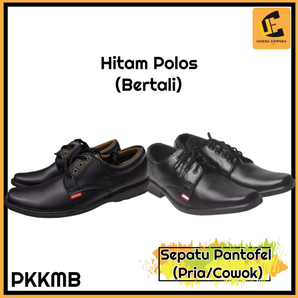 Sepatu Pantofel Hitam Polos Pria Bertali/PKKMB/Ospek/Sepatu Formal