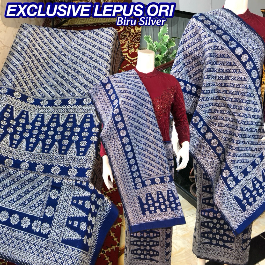 Exclusive Songket Lepus ORI Biru Silver /Lepus Gebeng warna ORI/songket tenun asli palembang /ilham 