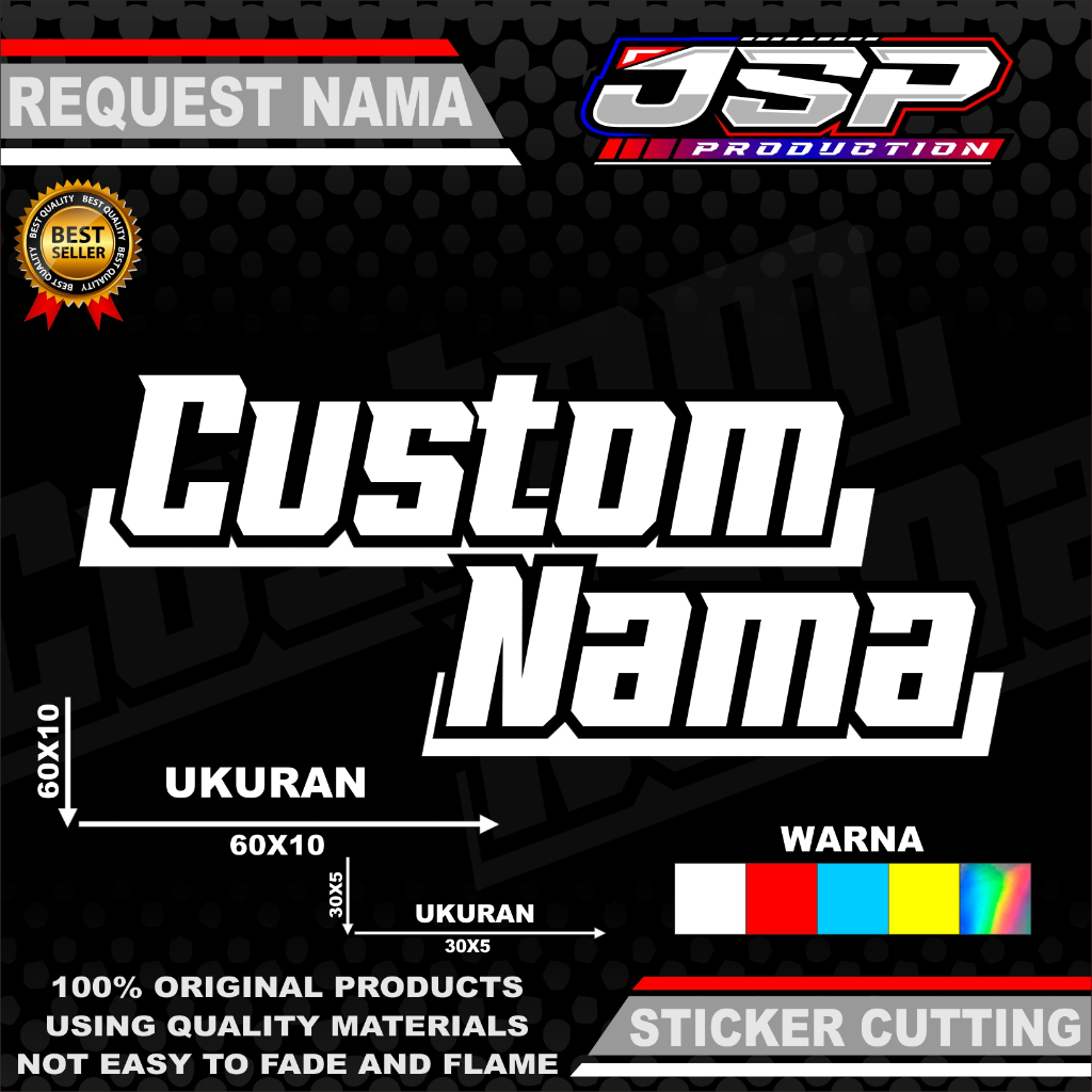 STICKER CUTTING NYALA / CUSTOM NAMA / UNTUK MOBIL / MOTOR / STICKER REFLEKTIF