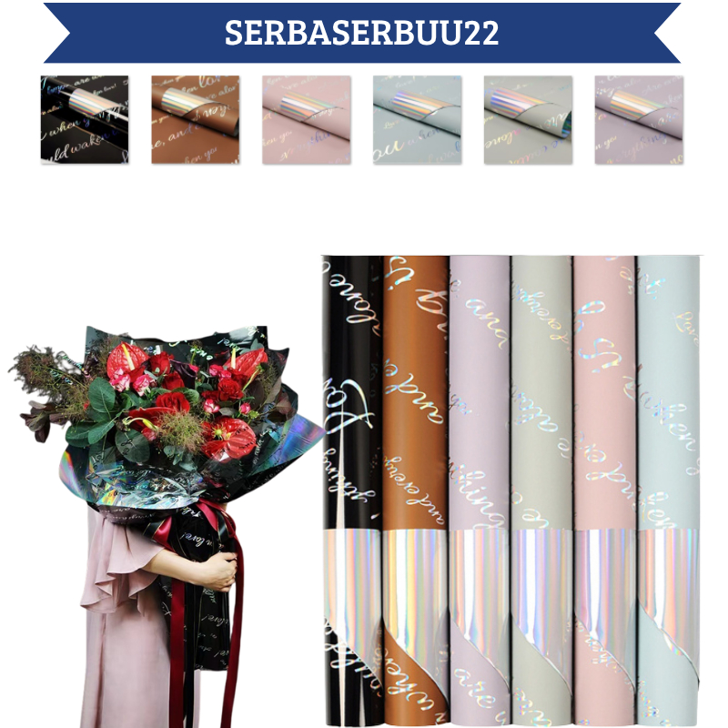 

Kertas Buket Bunga Hologram Bi Color Cellophane Flower Wrapping Paper Plastik OPP Rainbow KB056 SS22