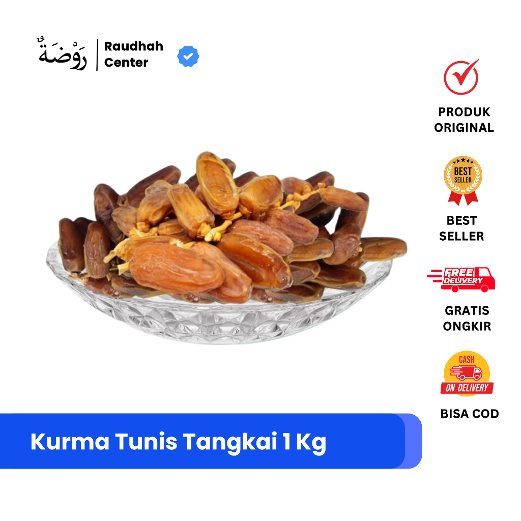

Kurma Tunis Tangkai Manis 1kg - Kurma Tunisia Tangkai Deglet Nour Ruthob