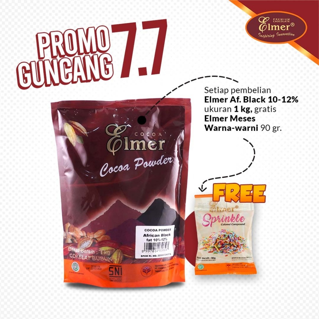 

PROMO 7.7 FREE ELMER MESIS WW 90 GR- ELMER COCOA POWDER AF. BLACK 10-12% 1 KG | Cokelat Bubuk Warna Hitam | Coklat Bubuk Premium