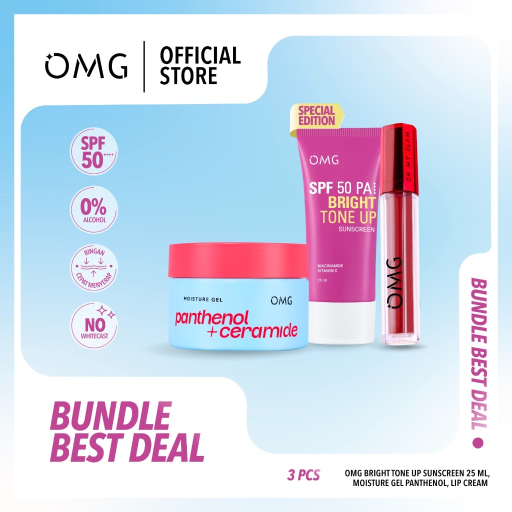 SPECIAL BUNDLE 3in1 OMG Panthenol Ceramide, Sunscreen, Lip Cream - Pelembab Wajah Memperbaiki Skin B