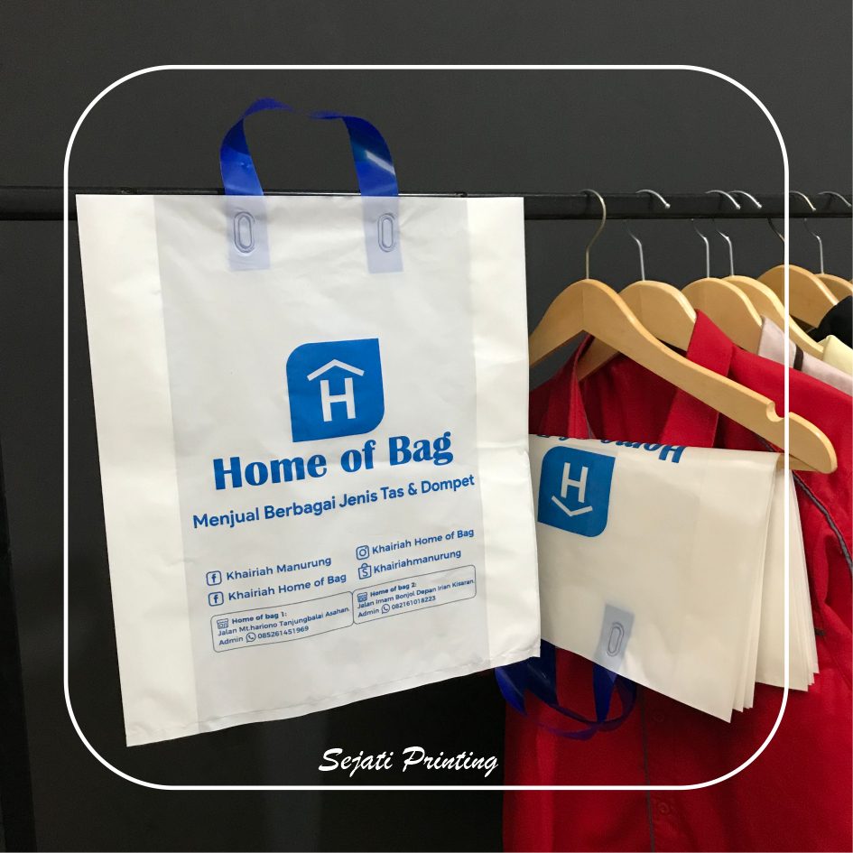 

(isi 100pcs) Sablon Plastik Murah Soft Handle Bags 30, 35 , FREE DESAIN - SEJATIPRINTING