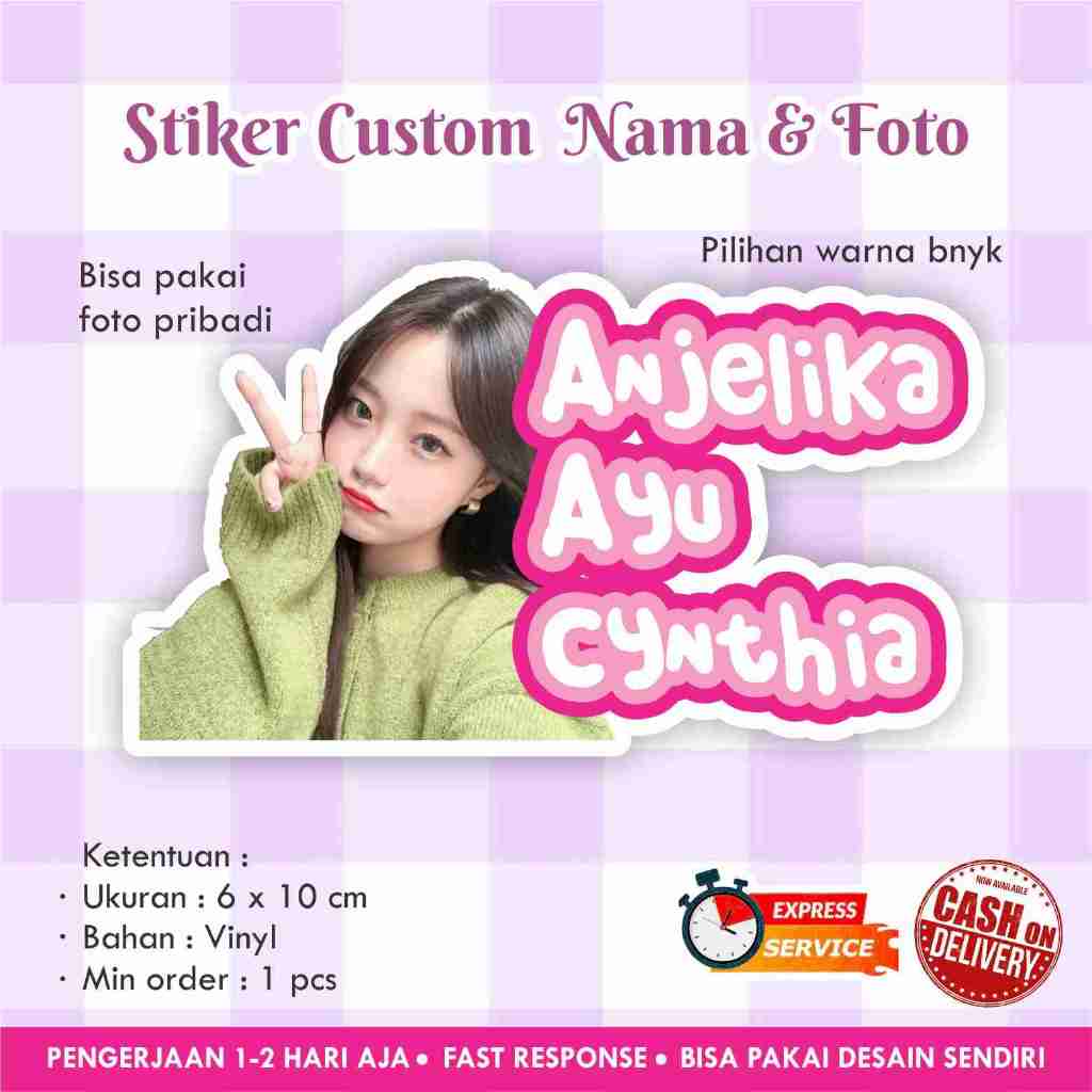 

Stiker nama dan custom foto VINYL 6x10 cm / stiker wajah