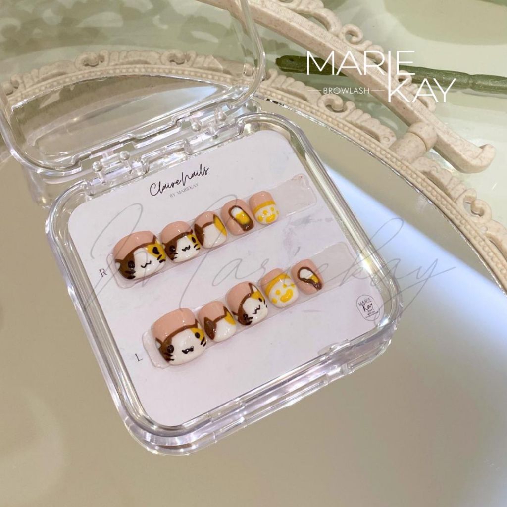 READY - CLAIRE NAILS Kuku palsu kucing hewan lucu anak kecil nail art Marie Kay