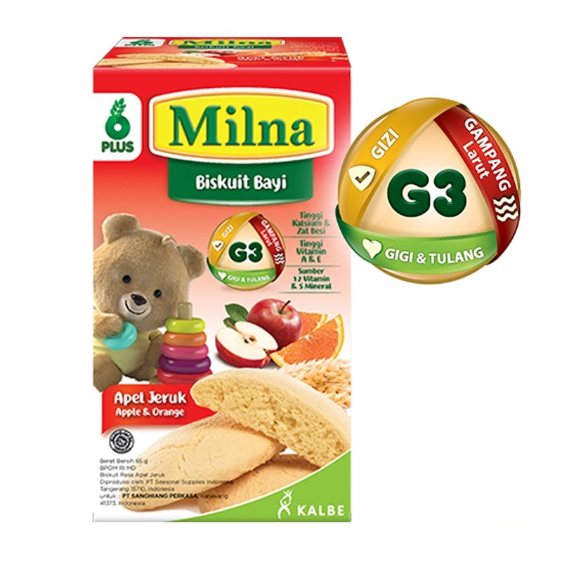 Milna Biskuit Bayi Apel Jeruk 65gr / Milna Biskuit Bayi 6 Bulan