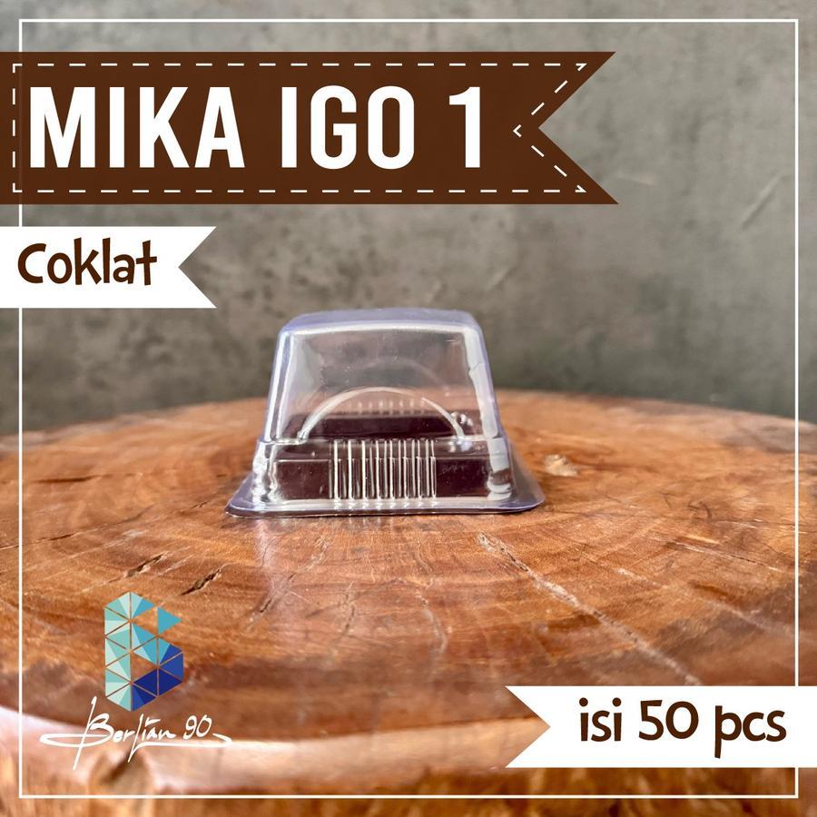 ( ISI 50 ) Mika IGO 1 / Mika Puding Kotak Mini Alas Coklat Termurah / Mika mochi / Mika Pancake / Mi