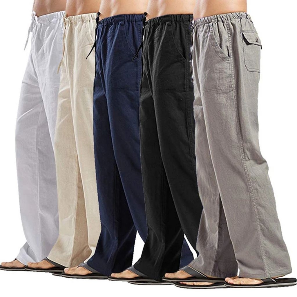 Katun Linen Pria Celana Katun Linen Pria Santai Hip pop Nyaman Celana Panjang Terbaru Celana Katun l